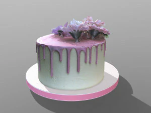 Spring Flowers Drip Cake 3D Model