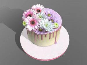 Spring Flowers Drip Cake 3D Model