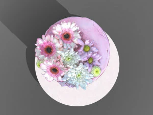 Spring Flowers Drip Cake 3D Model
