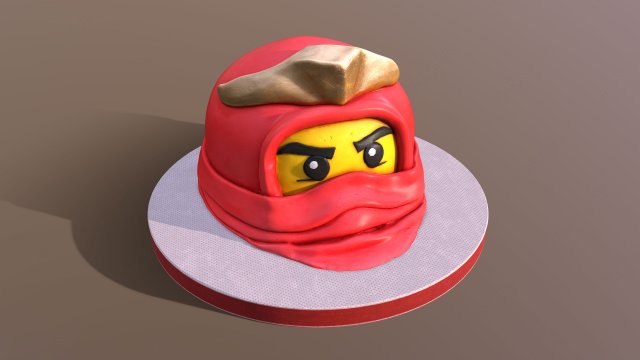 Ninja Head Cake 3D Model .c4d .max .obj .3ds .fbx .stl .blend 