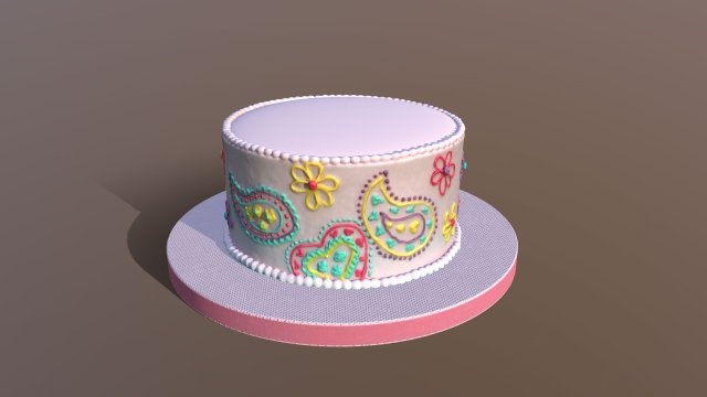 Paisley Cake 3D Model .c4d .max .obj .3ds .fbx .stl .blend 