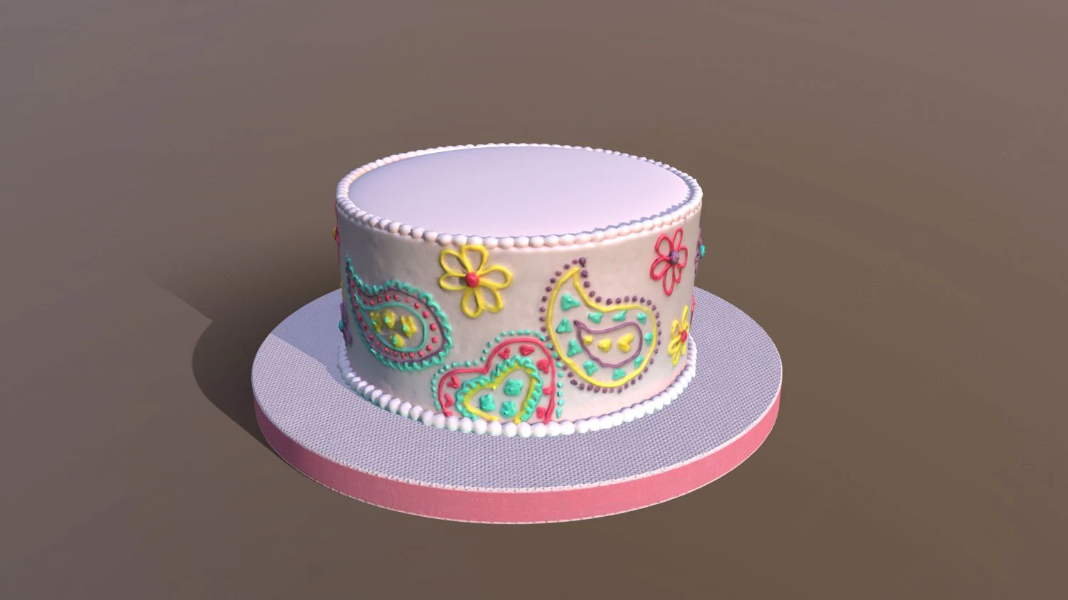 Paisley Cake 3D Model .c4d .max .obj .3ds .fbx .stl .blend 