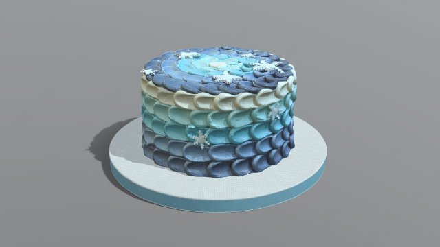 Frozen Buttercream Cake 3D Model .c4d .max .obj .3ds .fbx .stl .blend 