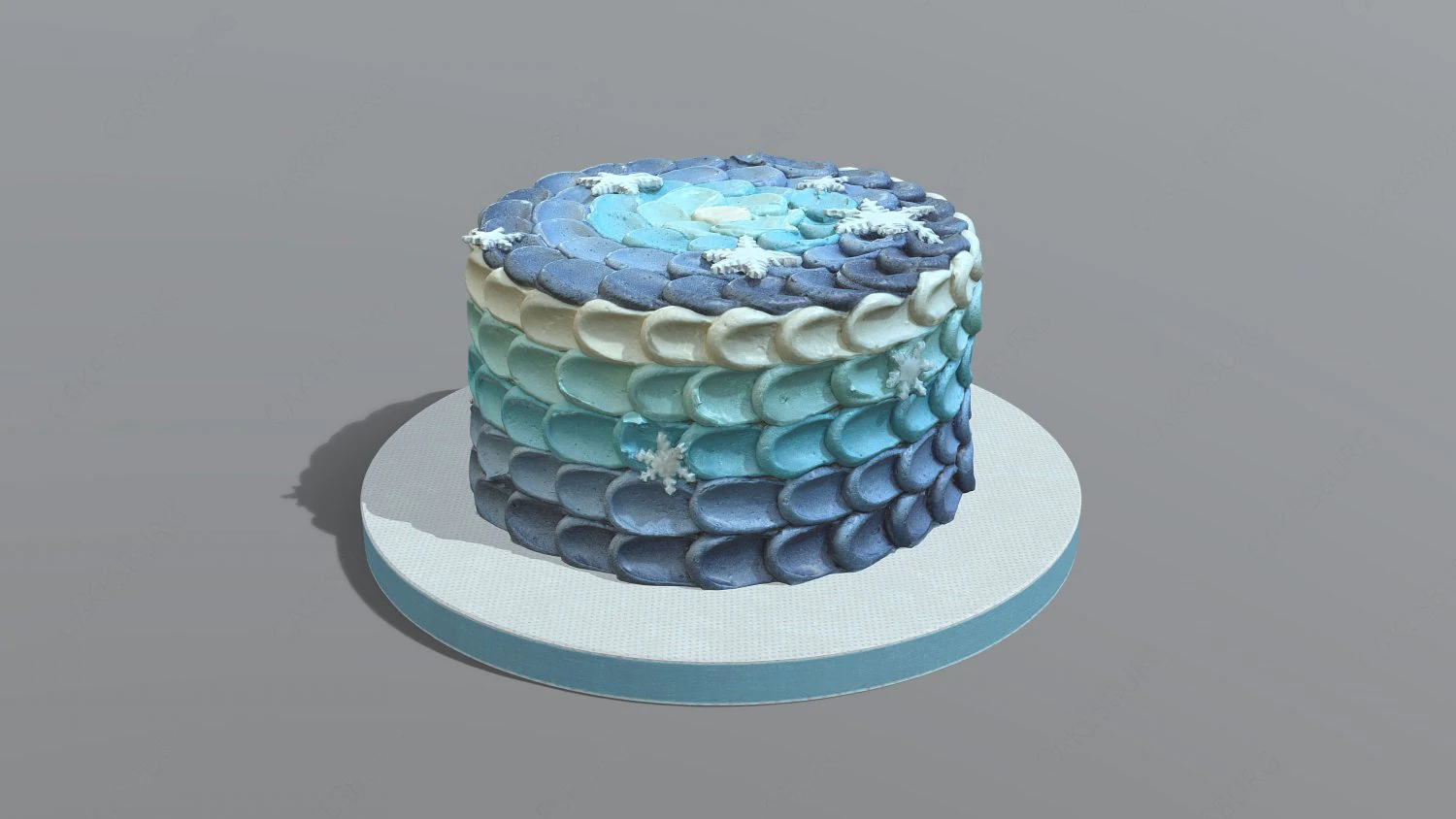 Frozen Buttercream Cake 3D Model .c4d .max .obj .3ds .fbx .stl .blend 