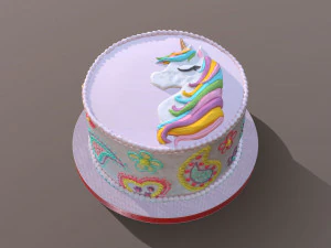 Unicorn Paisley Cake 3D Model