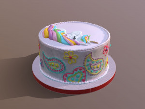 Unicorn Paisley Cake 3D Model