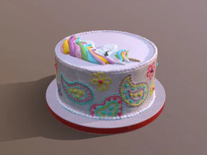 Unicorn Paisley Cake 3D Model