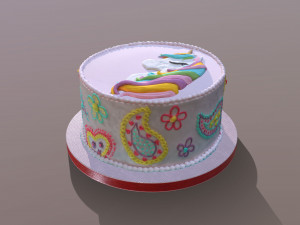 Unicorn Paisley Cake 3D Model