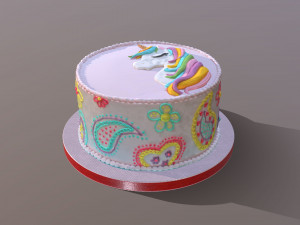 Unicorn Paisley Cake 3D Model