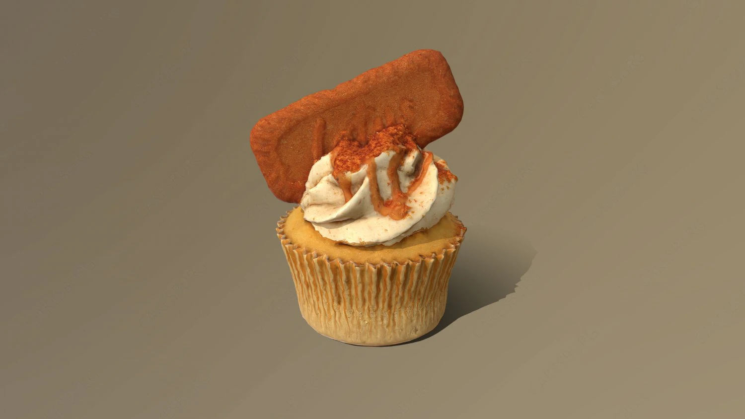 Biscoff Caramel Biscuit Cupcake 3D Model .c4d .max .obj .3ds .fbx .stl .blend 