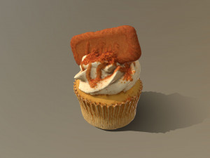 Biscoff Caramel Biscuit Cupcake Model 3D