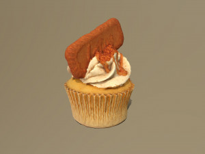 Biscoff Caramel Biscuit Cupcake Model 3D