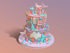 Elegant Mermaid Cake 3D Model