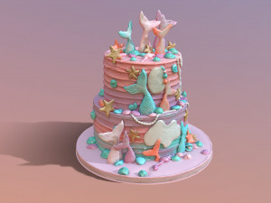 Elegant Mermaid Cake 3D Модель