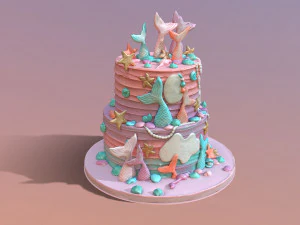 Elegant Mermaid Cake 3D Model