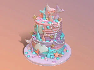 Elegant Mermaid Cake 3D Model