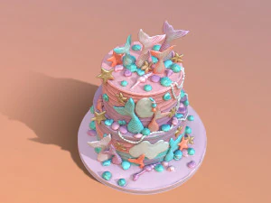 Elegant Mermaid Cake 3D Model