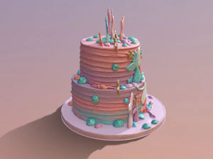 Elegant Mermaid Cake 3D Model
