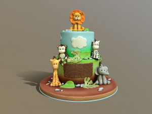 Cool Safari Animals Cake 3D Model