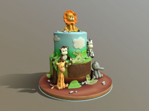 Cool Safari Animals Cake Model 3D