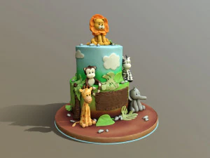 Cool Safari Animals Cake 3D Model