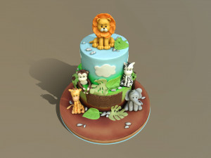 Cool Safari Animals Cake Model 3D