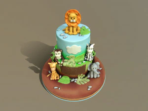 Cool Safari Animals Cake 3D Model