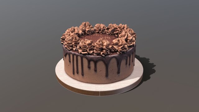 Chocolate Gateau 3D Модель .c4d .max .obj .3ds .fbx .stl .blend 