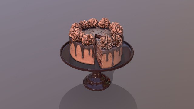 Sliced Chocolate Gateau Modelo 3D .c4d .max .obj .3ds .fbx .stl .blend 