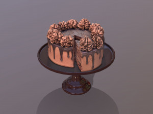 Sliced Chocolate Gateau 3D Model