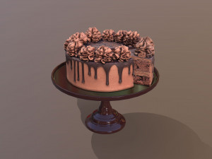 Sliced Chocolate Gateau Modelo 3D