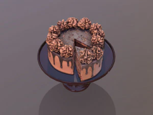 Sliced Chocolate Gateau 3D Model