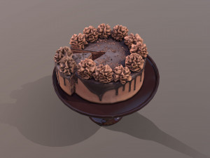 Sliced Chocolate Gateau Modelo 3D