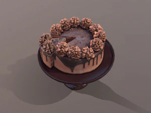 Sliced Chocolate Gateau 3D Model
