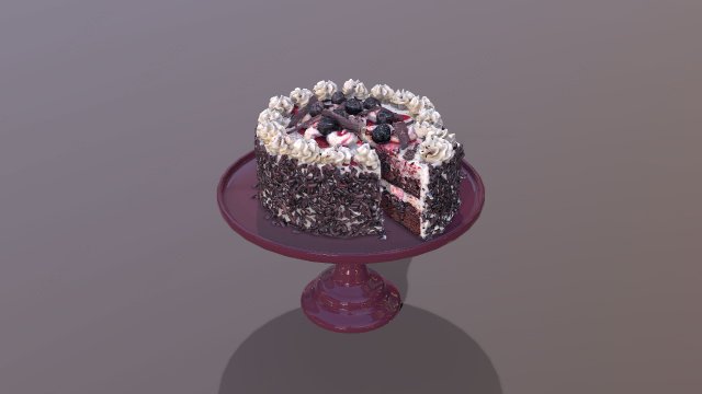 Sliced Black Forest Gateau 3D Model .c4d .max .obj .3ds .fbx .stl .blend 