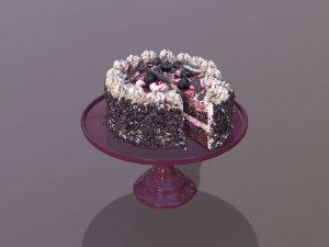 Sliced Black Forest Gateau 3D Model