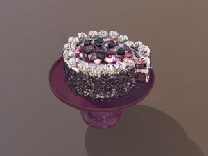 Sliced Black Forest Gateau 3D Model