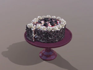 Sliced Black Forest Gateau 3D Model