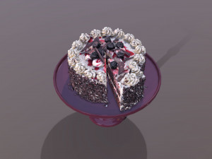 Sliced Black Forest Gateau 3D Model