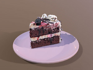 A Slice Of Black Forest Gateau 3D Model