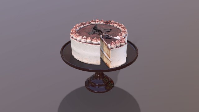 Sliced Tiramisu Cake 3D Model .c4d .max .obj .3ds .fbx .stl .blend 