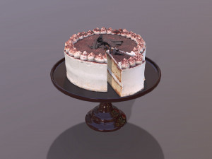 Sliced Tiramisu Cake 3D Model