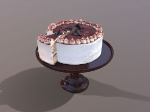Sliced Tiramisu Cake 3D Model