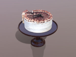 Sliced Tiramisu Cake 3D Model