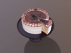 Sliced Tiramisu Cake 3D Model