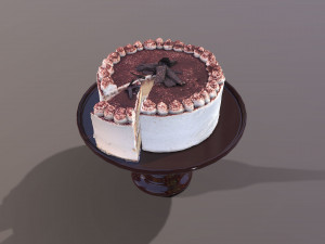 Sliced Tiramisu Cake 3D Model