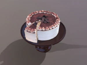 Sliced Tiramisu Cake 3D Model