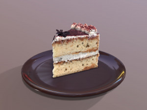 A Slice Of Tiramisu Cake Modelo 3D