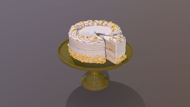 Sliced Lemon Drizzle Cake 3D Model .c4d .max .obj .3ds .fbx .stl .blend 