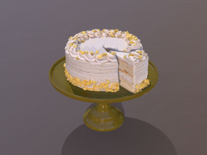 Sliced Lemon Drizzle Cake 3D Model